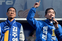 [포토] '김주영-박상혁' 김포시 후보 지지호소하는 이낙연