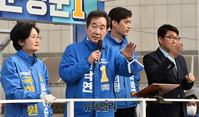 [포토] '문명순-한준호' 후보 지원 유세 나선 이낙연