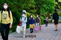 [포토] '사회적 거리두기' 하며 등교하는 초등생