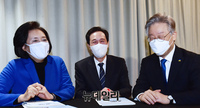 [포토] 한자리에 모인 이재명·박영선·우상호