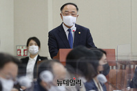 [포토] 국회 출석한 홍남기 부총리