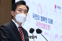 [포토] 인사말 하는 오세훈 국민의힘 서울시장 후보