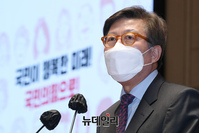 [포토] 인사말 하는 박형준 국민의힘 부산시장 후보