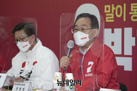 [포토] 박형준 후보 사무실 찾은 주호영 국민의힘 원내대표