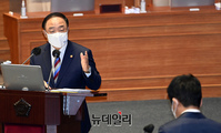 [포토] 의원들의 질문에 답하는 홍남기 국무총리 직무대행