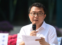 [포토] 서울시의회 규탄하는 민경우 미래대안행동 상임대표