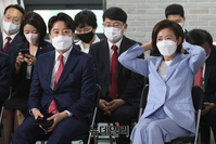 [포토] 전당대회 참석한 이준석·나경원