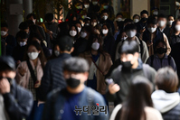 [포토] 위드 코로나 앞두고 새 조정안 실시, 퇴근하는 시민들