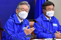 [포토] 모두발언 하는 이재명 민주당 대선후보