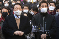 [포토] 미아 재건축정비구역 방문한 윤석열·오세훈