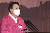 [포토] 재경 대구경북인 신년교례회서 신년사하는 윤석열 후보