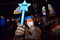 [포토] 야광봉 흔들며 환호하는 이재명 지지자