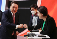 [포토] 선관위 토론회 참석한 윤석열·심상정