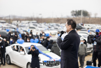 [포토] 파주 평화누리공원서 유세 이어가는 이재명