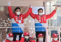 [포토] 윤석열 지원유세 나선 김병민-한상학