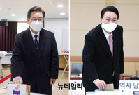 [포토] 사전투표 하는 이재명·윤석열 대선후보