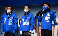 [포토] 이재명 홍천 유세 지원 나선 이광재