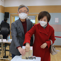 [포토] 최재형 후보 내외 사전투표