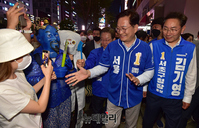 [포토] 강남역 유세 나선 이재명-송영길