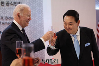 [포토] 공식만찬서 건배하는 한미 정상