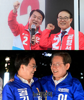 [포토] 선거운동 첫 주말...분당 간 이재명, 계양 간 안철수