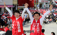 [포토] 지지호소 하는 김은혜·김동근 후보