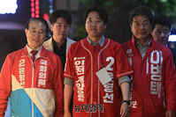[포토] 인천 계양 주민에 지지호소하는 이준석·윤형선·이병택