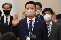 [포토] 증인 선서하는 김일수 한국소방산업기술원 원장