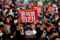 [포토] '윤석열 퇴진' 촛불든 좌파단체