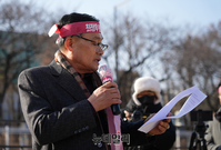 [포토] 상경집회서 발언하는 강창호 포스코 범대위 위원장