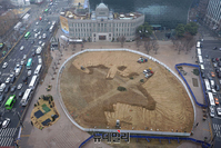 [포토] 녹지대 조성작업 중인 서울광장