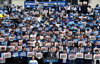 [포토] '오염수 투기 반대 촉구 결의대회' 개회사 하는 이재명