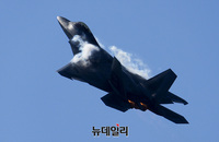 [포토] 2023 서울ADEX, 코브라 기동하는 F-22 랩터