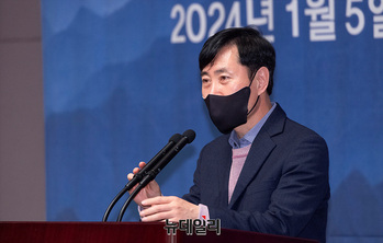 [포토] 2024 시민사회 합동 신년회, 축사하는 하태경 의원 