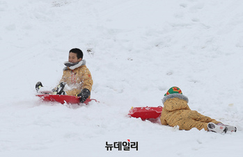 [포토] 밤새 내린 폭설...빙판길 유의