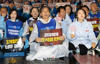 [포토] 구호 외치는 조국 대표