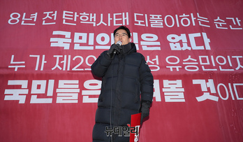 [포토] 탄핵반대 국민대회서 발언하는 이영풍 전 기자