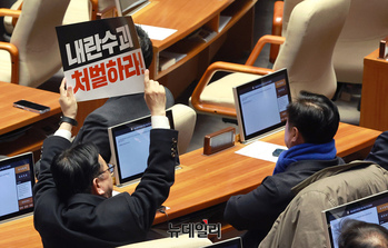 [포토] '내란수괴 처벌하라' 피켓든 야당