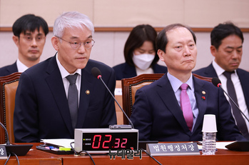 [포토] 법사위 출석한 천대엽 법원행정처장