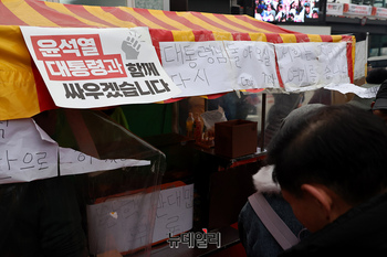 [포토] 한남관저 푸드트럭 "대통령 돌아올때까지 여기 지킬것"