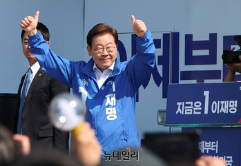 [포토] 동탄 찾은 이재명 대통령 후보 