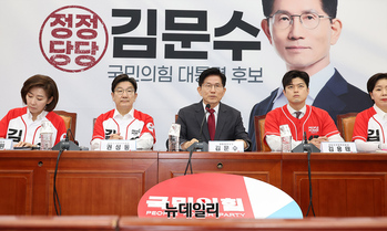 [포토] 중앙선대위서 발언하는 김문수 국민의힘 대선후보