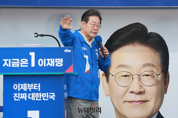 [포토] 광양서 지지호소 하는 이재명 후보