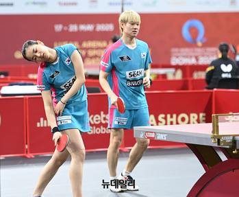 [포토] 혼합복식 16강 출전한 오준성-김나영 선수