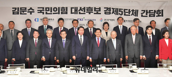 [포토] 김문수 후보 '5단체장과의 간담회'