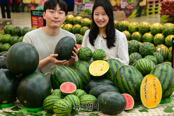 [포토] 농협 하나로마트 "푹푹 찌는 여름 더위, 수박으로 이기세요"