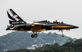 [포토] '광복 80주년' 엠블럼 부착한 블랙이글 