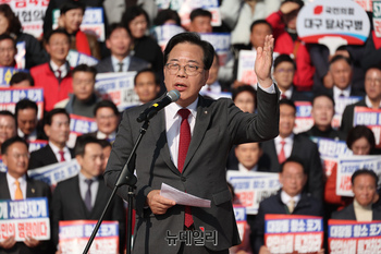 [포토] 규탄사 하는 송언석 국민의힘 원내대표