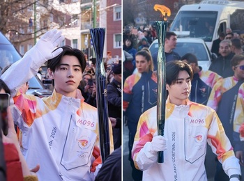 [영상] 엔하이픈 성훈, 밀라노 코르티나 동계올림픽 불꽃 밝혔다 … 'K팝 대표' 성화 봉송 주자 나서