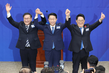 [포토] 국회의장에 출마한 박지원·조정식·김태년